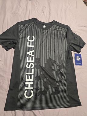 Black Chelsea FC Vertical-Text Short Sleeve Jersey